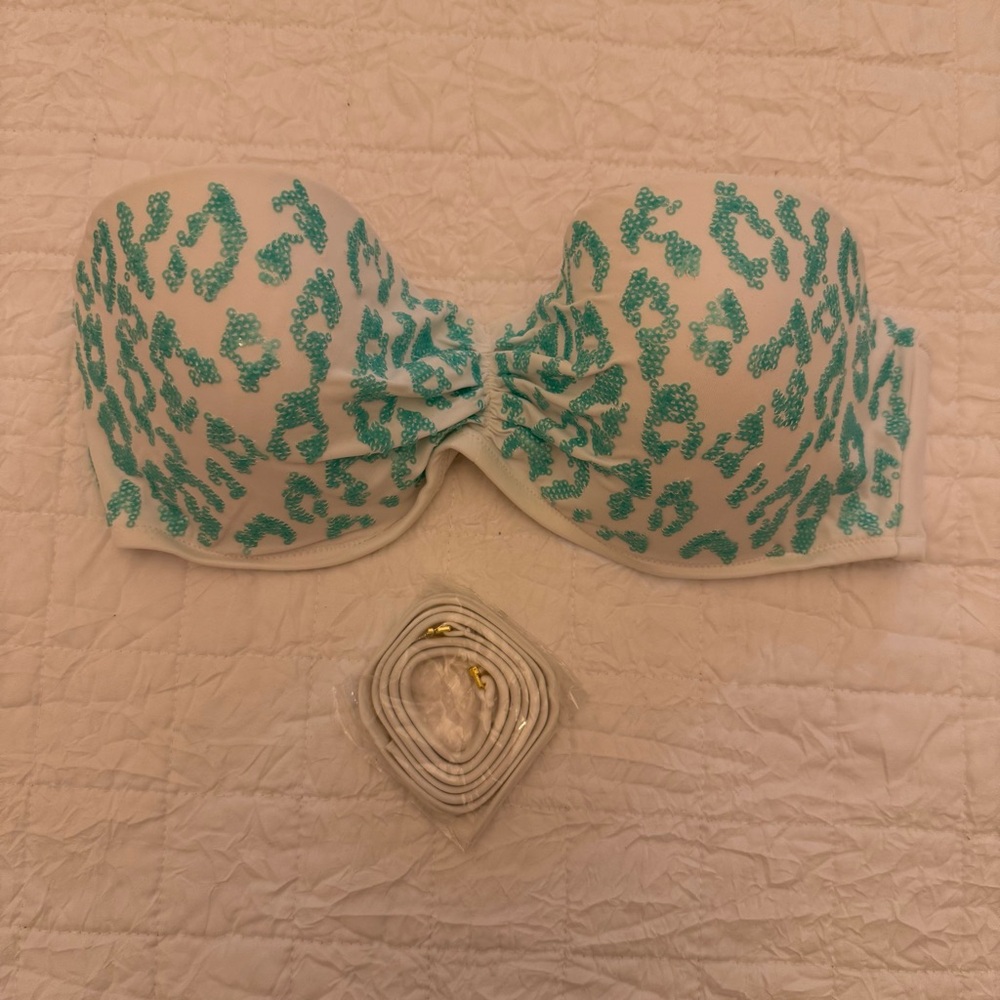 NWOT Victoria’s Secret Teal Sequin Animal Print Bikini Top